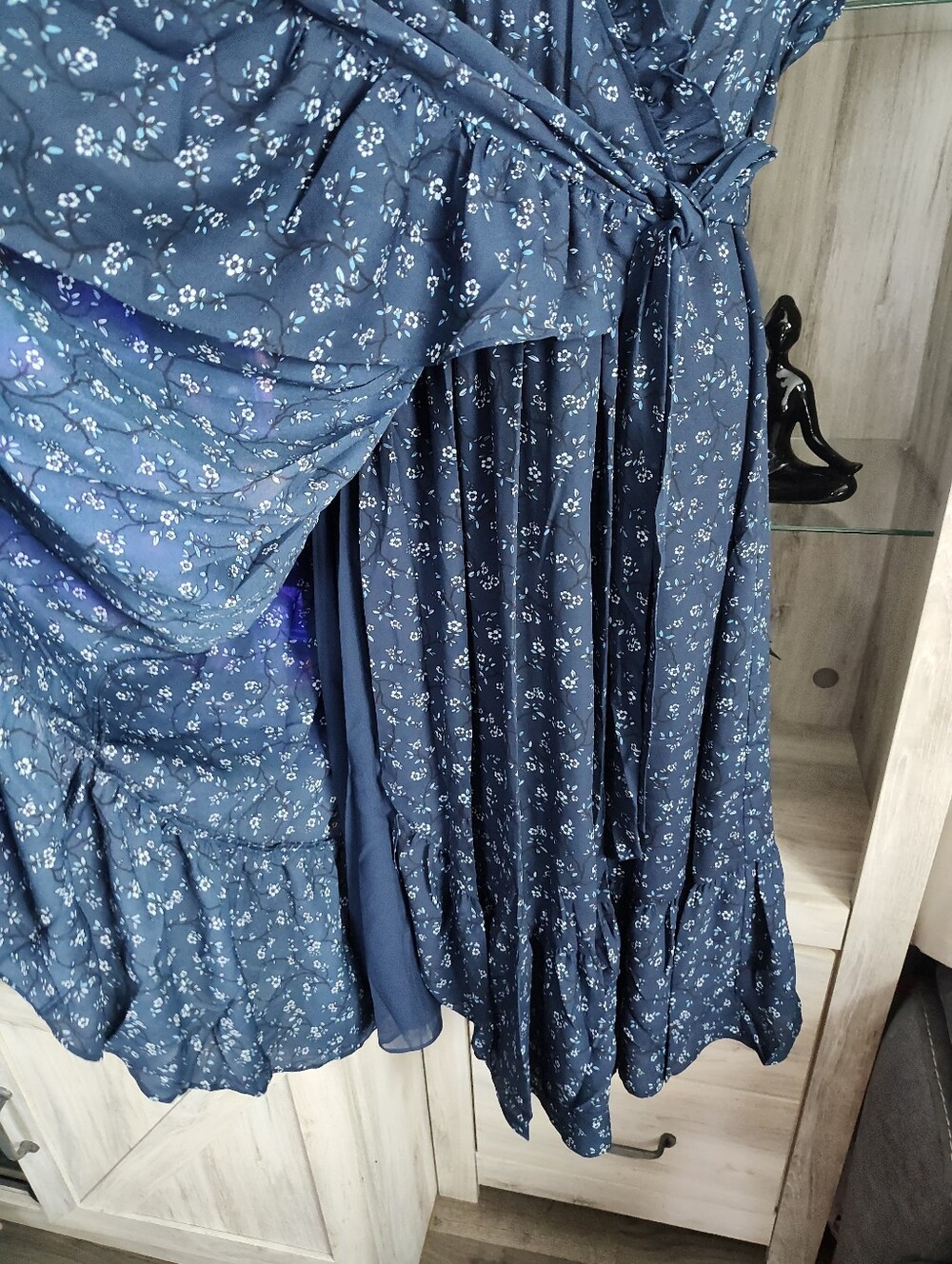 kate spade Navy Floral Wrap Midi Dress with Ruffle Trim SZ 6 New No Tags - Picture 4 of 7